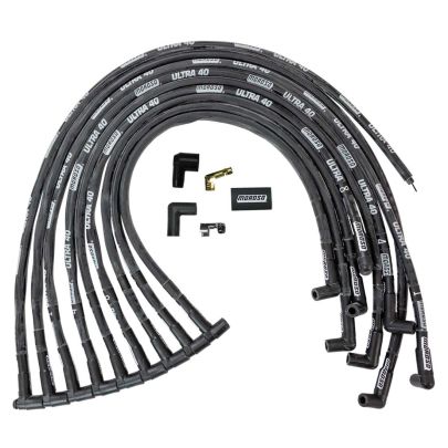 73820 IGNITION WIRE SET, ULTRA 40, SLEEVED, BBC HEI, 90 DEGREE, BLACK