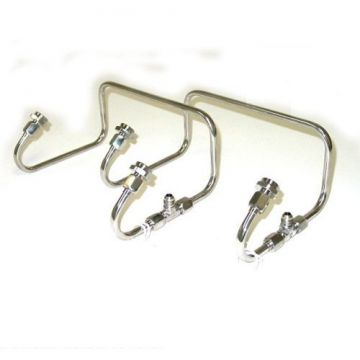TBS 4372  Polished Stainless Lines - Dual Inlet 4150 Carb Fuel Lines - Polished