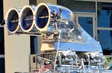 HATCARB Setup  Big & Ugly BAU1 - 5-9/16" on Dual 4150 Carbs sideways -  Polished  HatCarb