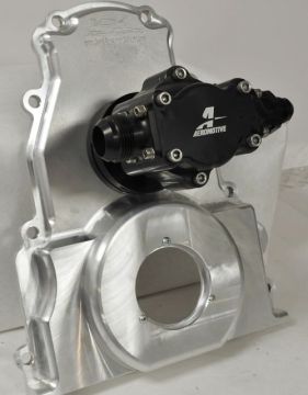 LS billet  Timing Cover  with 12 gpm Aeromotive or Waterman Fuel Pump Super Sprint