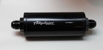 -6 Fuel Filter - Anodized Billet Aluminum Inline Filter with stainless HD Element   6" x 2" USA