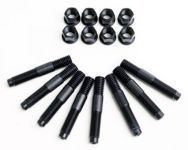 Blower Studs - Aluminum Blower Stud Kit Black Anodized with nuts  Hardened
