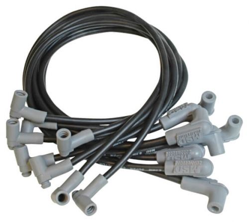 31293 Black MSD Black super conductor MSD Plug wires 90 Degree Chevy
