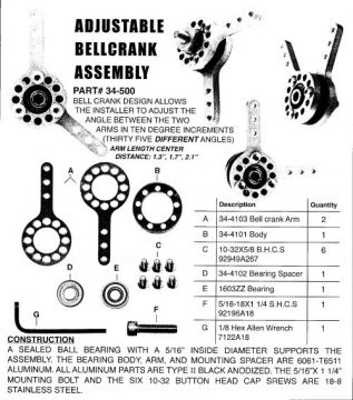 Billet Adjustable Bell Crank - Double Bearings - Enderle  Bellcrank