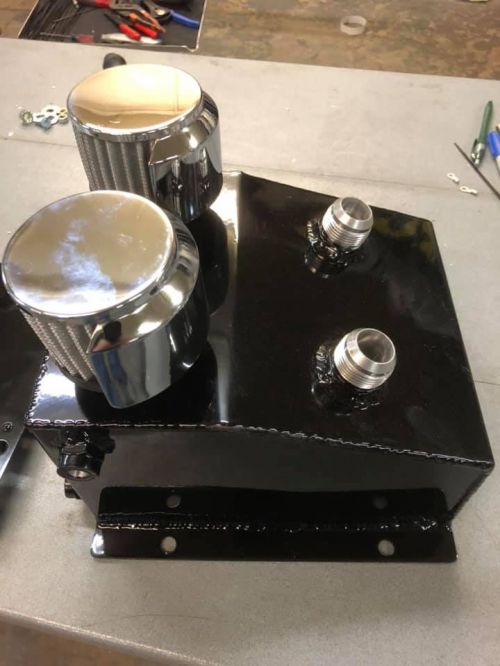 Tank - Breather PUKE Tank, W/Filters, W/Baffles Powder Coated Black