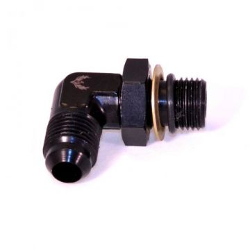 Fitting - 90 Degree O-Ring Boss Fitting 12AN Male Flare to 12AN Black Anodized Fitting