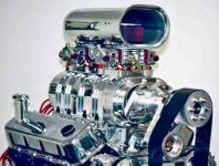 MoPar 361-383-400 Low Deck Engine  6-71 Supercharger with ATM Carbs, Scoop, Lines, Linkage