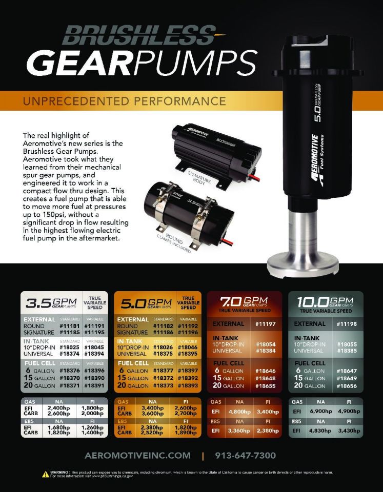 Aeromotive 5.0 Spur Gear Fuel Pump Brushless Design