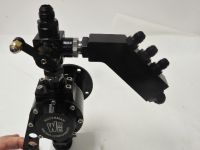 3892-45  FUEL BLOCK RETURN  45 DEGREE  Distribution  -8AN Black Anodized Aluminum - with Fittings