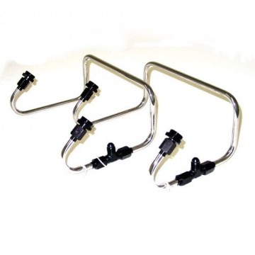 TBS 4375-AB  Dual Inlet 4500 DOMINATOR Fuel Line Kit S.S. POLISHED w BLACK Fittings  ATM  QF HOLLEY