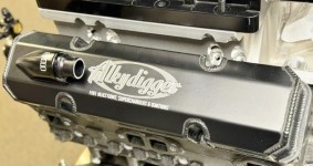 WILLIAMS SB CHEVY "Black" ALKYDIGGER LOGO- FABRICATED BILLET RAIL VALVE COVERS   USA