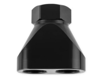 100162ERL Inline Distribution Block w/ -12 AN O-Ring Port to (2) -10 AN O-Ring Ports