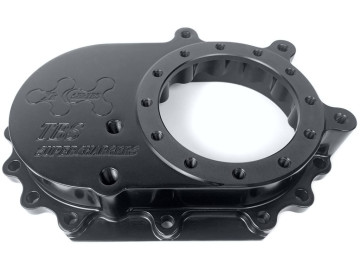 TBS-1142  XR FRONT  COVER  THE BLOWER SHOP  BILLET FRONT COVER  BLACK ,  POLISH OPTION