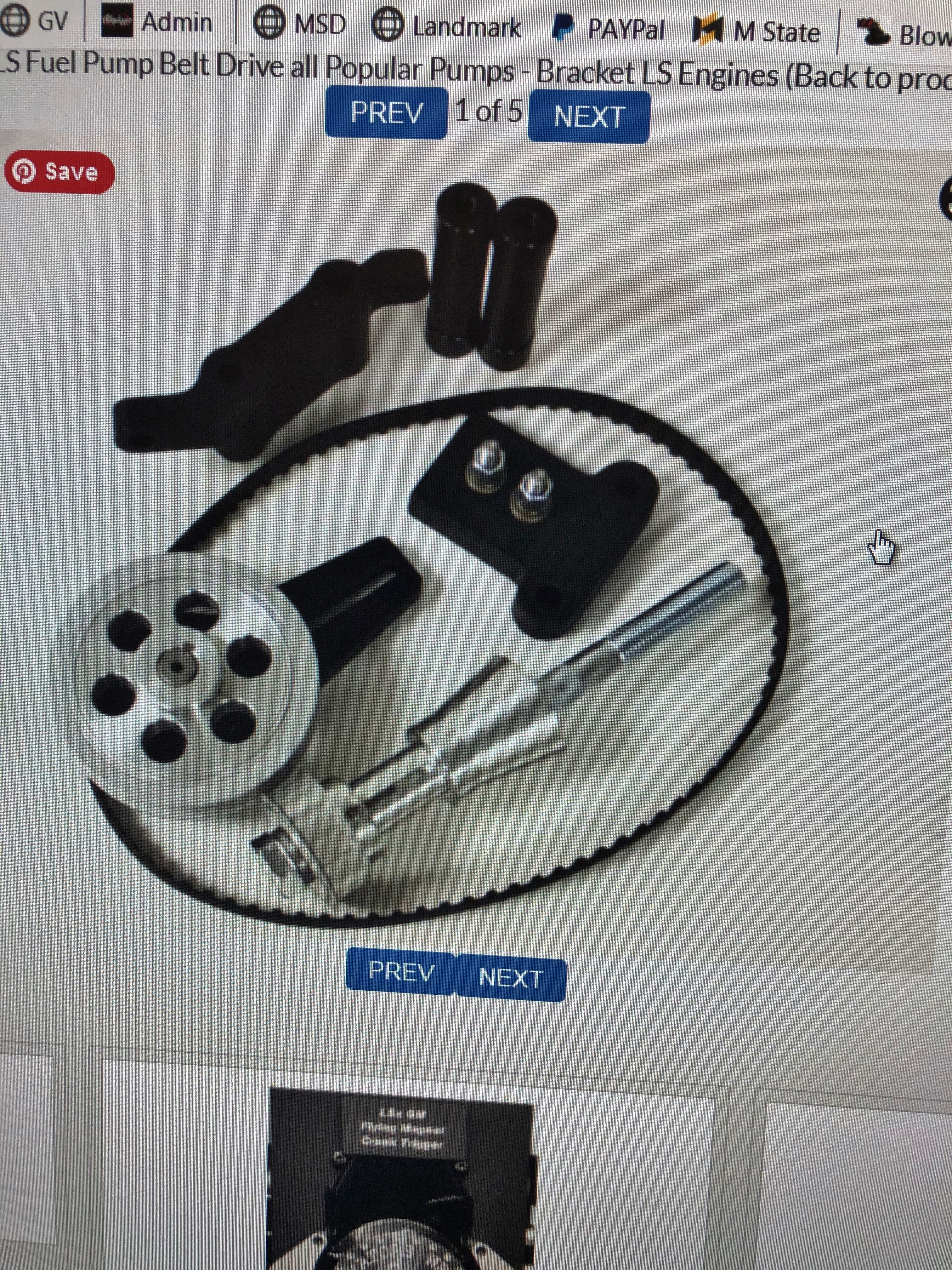 5020-5021  Enderle LS  FUEL PUMP Belt Drive Block Bracket  LS BELT DRIVE