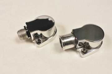 WATER NECK BILLET POLISHED BLOWER  LOW PROFILE  2" Tall Thermostat Housing w Gasket