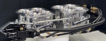 DUAL ACCUFAB 8500 CFM THROTTLE BODIES ON BLOWER  ADAPTER W K VALVE, NOZZLES HOSES