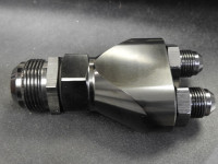 -16 MALE    to Dual -8  Male Flare  "Y" Block for Fuel Rails OR DUAL OUTLET TANKS